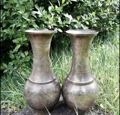 Vases Pair Bronze Vintage  • £25