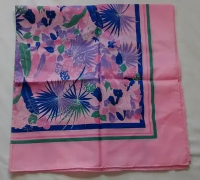 Pink Thai Silk Handmade Square Scarf Rolled Hem Womens Floral • $14.39