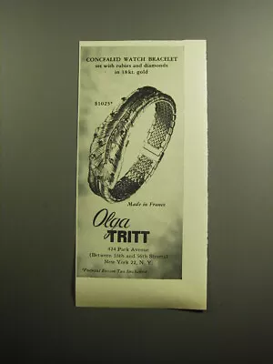 1959 Olga Tritt Jewelry Ad - Concealed Watch Bracelet • $19.99