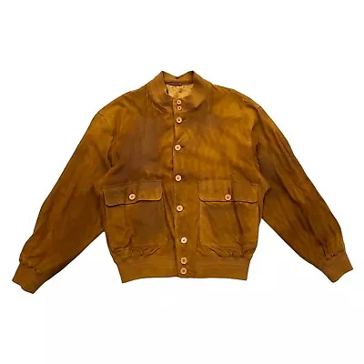 Club Martini Racing Button Up Suede Jacket | Vintage 90s Motorsports Brown VTG • $43.58