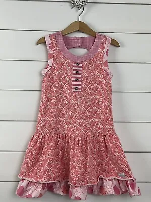 Girls NAARTJIE Sz L 5y Sleeveless Dress Pink Floral Ruffle • $21.49