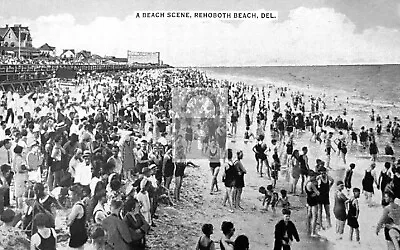 A Beach Scene Rehoboth Beach Delaware DE Postcard REPRINT • $4.99