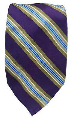 Robert Talbott Seven Fold Silk Tie Purple W/Multicolored Stripes 60  L X 3.5  W • $49.99