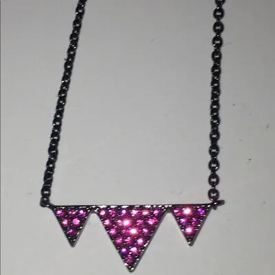 $28.99 • Buy Nadri Hematite Plate Pink Crystal Necklace Nwt