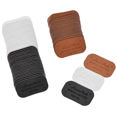 24Pcs Faux Leather Labels Tags Hand Made Garment Sewing Accessories DIY Crafts • £2.27