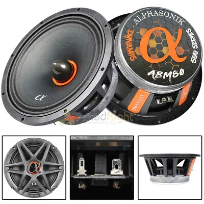 8  Midrange Speakers 800 Watts Max Power 4 Ohm Car Audio Alphasonik ABM80 Pair • $69.91