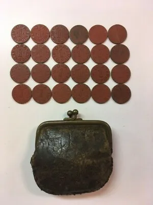 24 Vintage World War II Red Point OPA Food Ration Tokens & Change Purse See List • $19.99