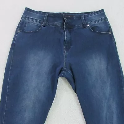 City Chic Jeans Size 16 L29 Blue Skinny High Rise Stretch Harley Womens Denim • $29.95