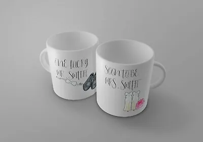 Lucky Mr.Smith+Soon To Be Mrs.Smith-Set Of Novelty Mugs/Engagement -Personalised • £13.06