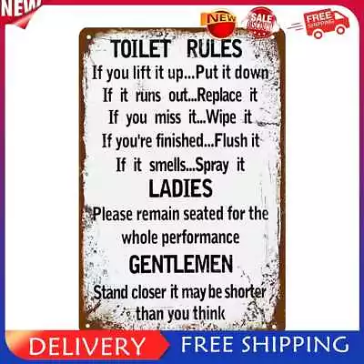 Vintage Toilet Rules Tin Wall Sign Bar Pub Bedroom Decorative Metal Plate Poster • $11.98
