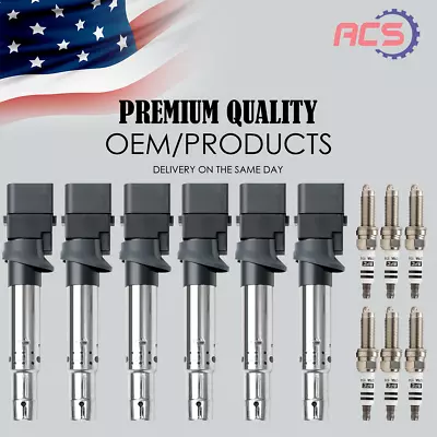 6 Ignition Coils + 6 Spark Plugs OEM For Audi A3 Q7 VW Touareg Passat Eos UF531 • $78.52