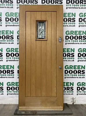 Wooden Front Door External Exterior Oak Veneer Used Brown Hardwood Triple Glazed • £449.90
