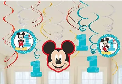 Mickey Mouse Fun To Be One Disney 1st Birthday Party Hanging Swirl Decorations • $14.77