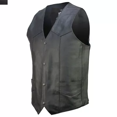 Men's Motorcycle Vest Genuine Leather Vest Club Style Biker Vest With Gun Pocket • $29.99