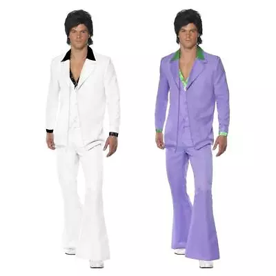 Adult 1970s Suit Mens Music Fashion Icon Fancy Dress Party Stag Costume • £28.69