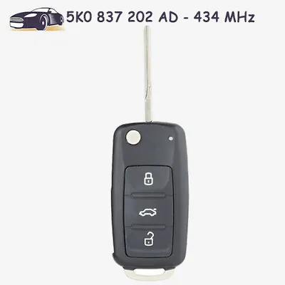 Flip Remote Key Fob 3 Buttons 434MHz ID48 Chip 5K0 837 202 AD For Volkswagen VW • $11.35