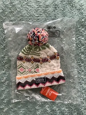 Superdry Multicoloured PomPom Beanie 10% Wool BNWT Nice Gift Idea • £17.99