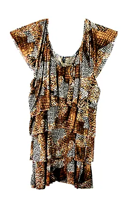 Milano Blouse Top Leopard Print Short Sleeve Multicolor Woman's Plus Size 2XL • $8.90