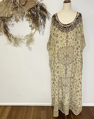 CAMILLA Round Neck KAFTAN RNK ONE SIZE Silk Embellished Vintage Colourful • $390