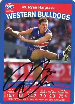 $7.50 • Buy AFL Teamcoach 2010 #49 Bulldogs Ryan Hargrave Autographed Card