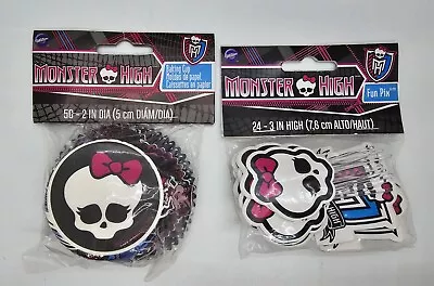 Monster High Cupcake Liners (50 Ct) And Picks (24 Ct) Baking Cups Party Supplies • $9.99