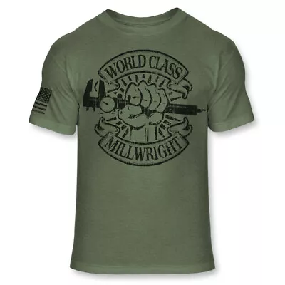 World Class Millwright USA Arm Flag Precision Craftsmen Athletic T-Shirt - A80 • $18.95