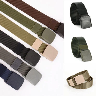 £3.39 • Buy Tactical Work Belt Men Women Unisex Canvas Webbing Nylon Black Buckle Army Belts