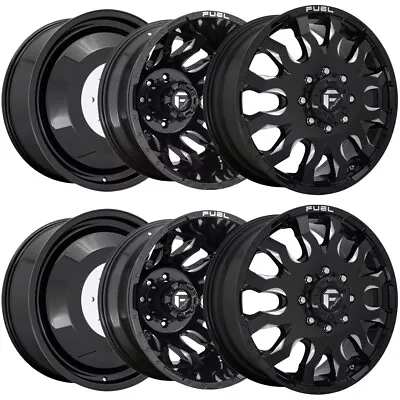 (Set Of 6) 20  Inch Fuel D673 Blitz Dually 8x200 Black/Milled Wheels Rims • $2547.95