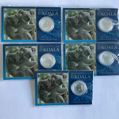 $45 • Buy Set Of 5 2014 10 Cent 1/10 Oz Silver Koalas