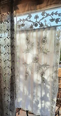 Jeanne D' Arc Living 54x26 Vintage Style Ivory Cafe Curtain Or Material • $49