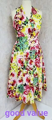 London Times Midi Dress UK Size 16 ( EU 42) Multicoloured Cotton Blend • £19