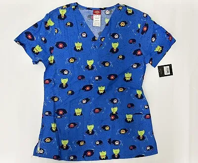 Dickies Women’s Scrub V-Neck Top Frog Print Size S • $16.99