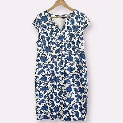 $35 • Buy SPORTSCRAFT Blue White Damask Floral Office Work Corporate Party Dress SZ14