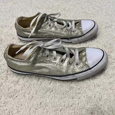 Converse All Star GOLD Glitter Low Top Sneakers Womens 9.5 Metallic Lace Up • $19.99