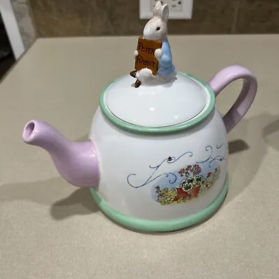Beatrix Potter Peter Rabbit Teapot Teleflora Gifts 2002 Collectible Ceramic Flaw • $5.99