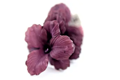 Vintage German Lucite Dusty Plum 3 Petal Flower Beads 42mm (8 Beads) • $7.99