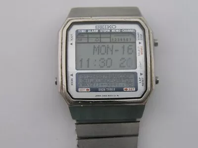 Vintage Seiko Sign Table Watch Memo Alarm Chronograph LCD D409-5009 Data Bank • $95