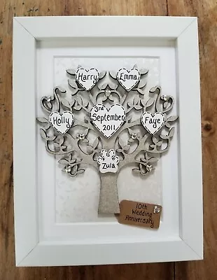 10 Year Wedding Anniversary Gift Personalised Tree Frame 10th Tin Tenth • £21.99