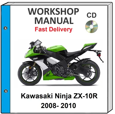 Kawasaki Ninja Zx10r Zx-10r 2008 2009 2010 Service Repair Shop Manual Cd • £12.85