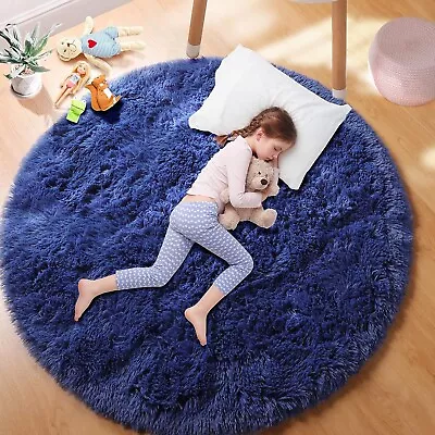 Fluffy Round Area Rugs 7x7 Circular Shaggy Non-Slip Carpet For Living & Bedroom • $64.99