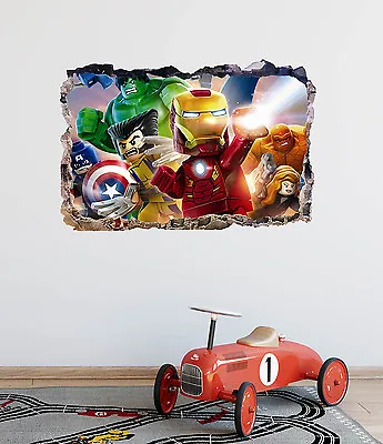 Lego Avengers Smashed 3D Wall Decal Marvel Sticker Vinyl Decor Art DA82 • $14.95