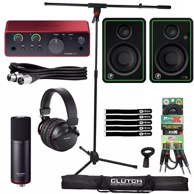 Home Recording Bundle W Mackie CR3-X Speakers Scarlett Solo Studio 4G Interface • $360.40