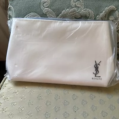 YSL Yves Saint Laurent Toiletries Wash Travel Clutch Bag VIP Gift Shiny White • £19.88