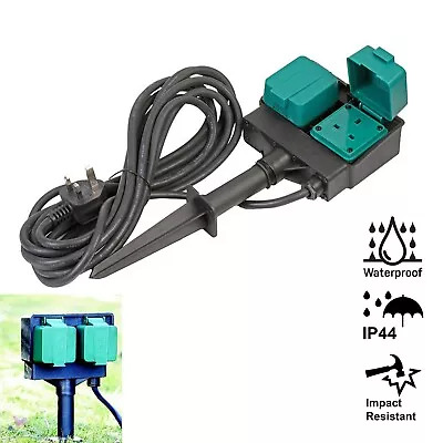 £28.89 • Buy Outdoor Socket 2 Gang Double Extension Lead Garden WaterProof Cable 6M IP44