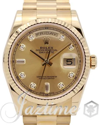 Rolex Day-Date 36 Champagne Diamond Yellow Gold 36mm President 118238 BOX PAPERS • $32999