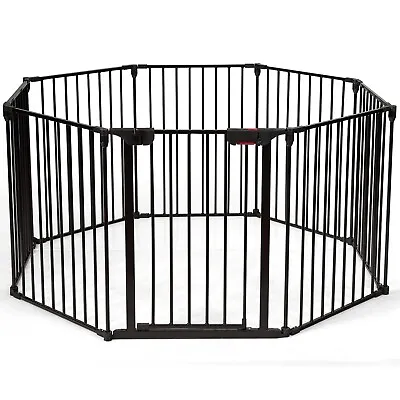 8 Panel Fireplace Fence Baby Pet Safety Gate Playpen Adjustable Room Divider • £89.95