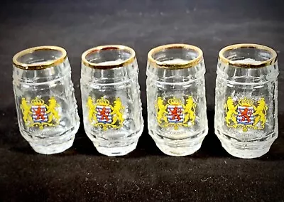 Vintage Mini Beer Mug Shot Glasses With Handle Luxembourg Shield Decor. Set Of 4 • $9.90