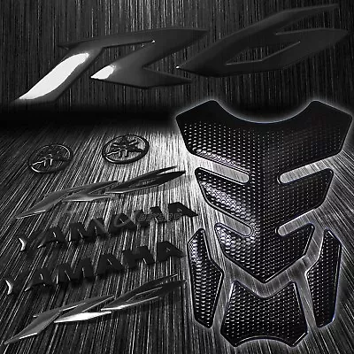 4PC Perforate Black Fuel Tank Pad+8 3D Logo+Letter+for YZF-R6/R6S Emblem Sticker • $26.39