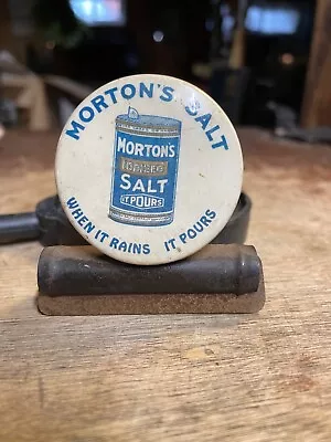 Vintage Morton Salt Paper Clamp  When It Rains It Pours Lou Fox Chicago Rare • $28