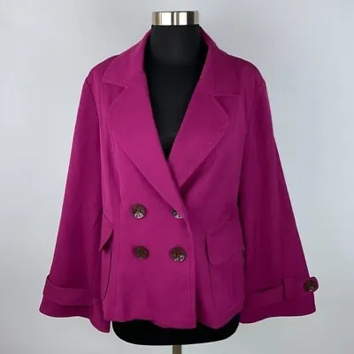 George Mark Eisen Women's 14 Solid Pink Wide Sleeve Modern Contemporary Coat • $29.74